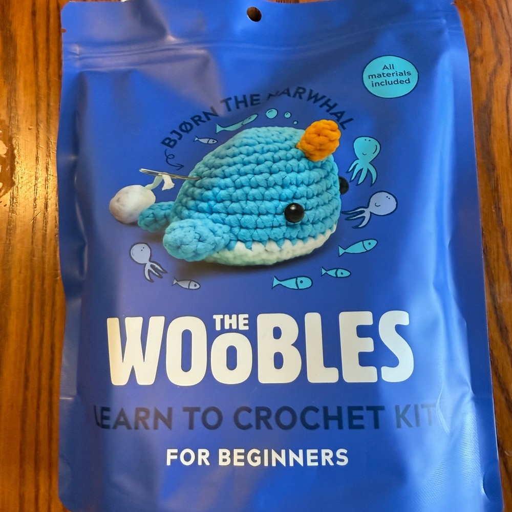 The Woobles Bjorn the Narwhal Crochet Kit - Blue and Orange